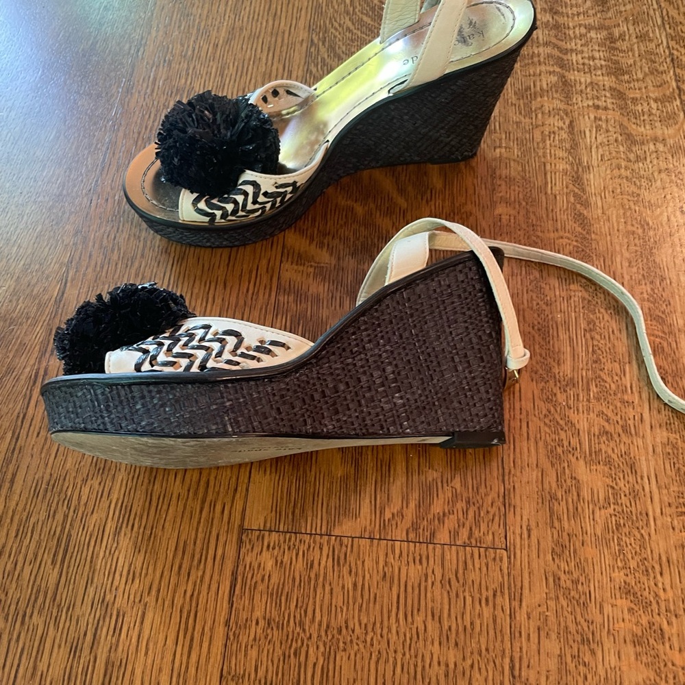 Kate Spade Stylish Black and Cream Wedge Sandals